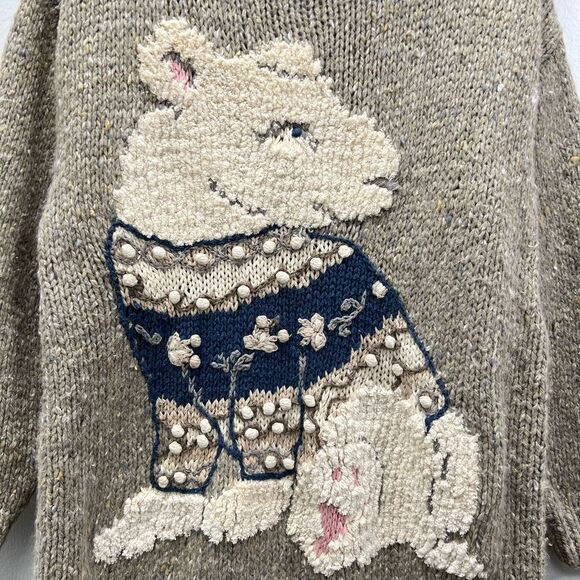 Vintage Express Tricot Handknitted Wool/Rabbit Hair Polar Bear Sweater Size M - Picture 2 of 6
